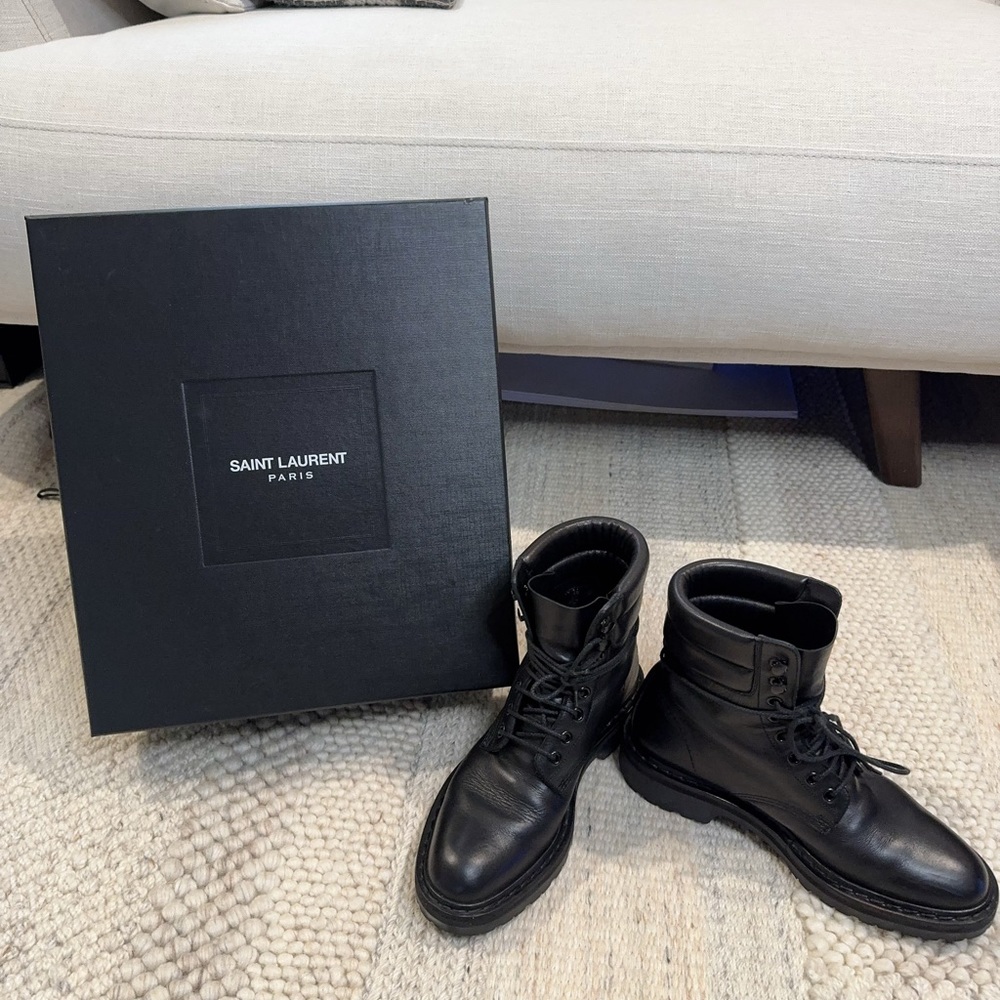 Saint Laurent Sleek Black Leather Booties